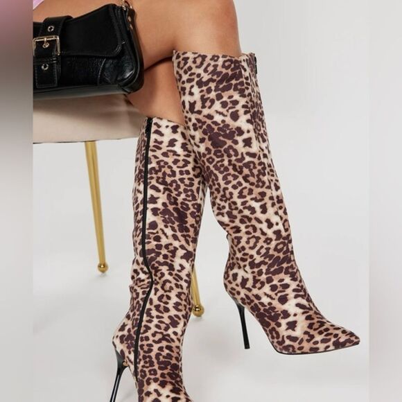 Fashion Nova Shoes - Leopard Knee High Boots